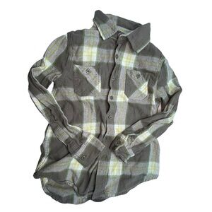 THEREABOUTS BOYS GRAY AND GREEN PLAID SHIRT SIZE S (8) 100% Cotton